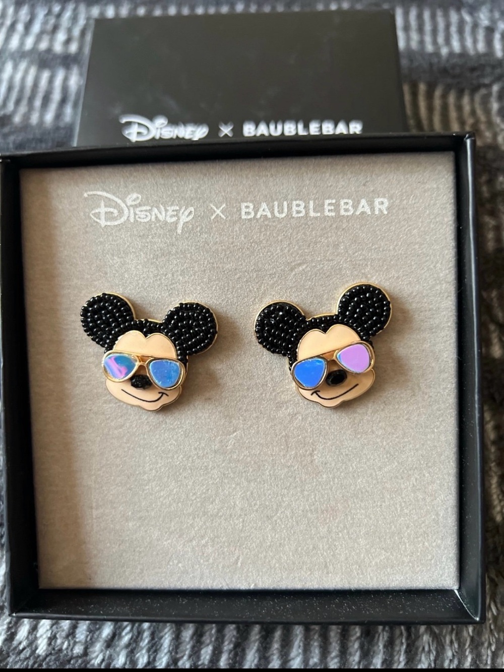 BaubleBar Disney Mickey Mouse Black and Iridescent Sunglasses Stud Earrings
